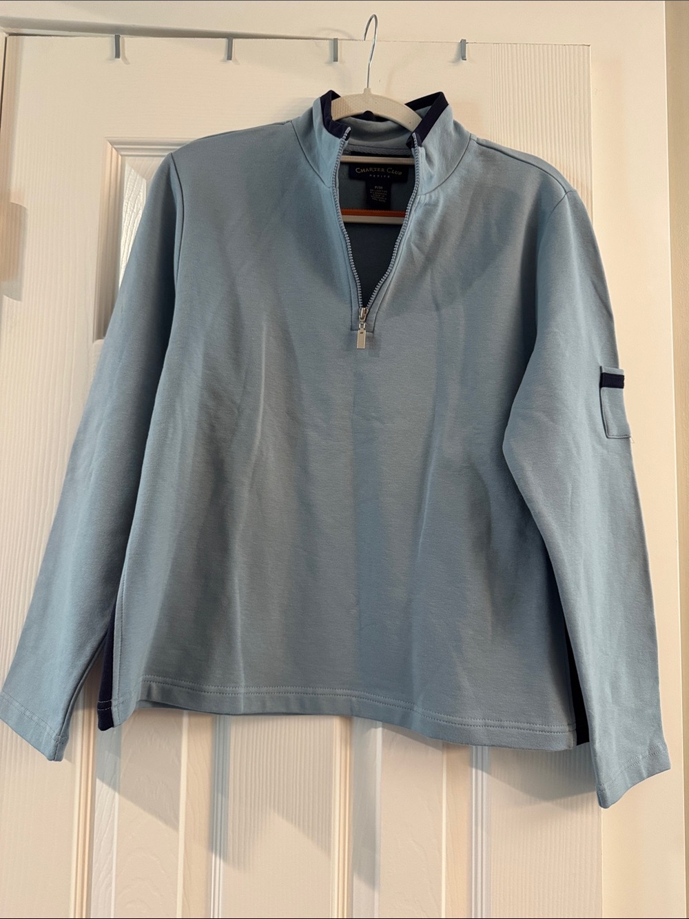 Charter Club Women's Light Blue Quarter-Zip Pullover Sweatshirt